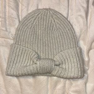 Kate Spade Silver Sparkle Bow Knit Beanie
